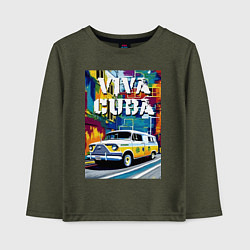 Лонгслив хлопковый детский Viva Cuba - car - retro, цвет: меланж-хаки