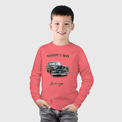 Лонгслив хлопковый детский Классический автомобиль Chevrolet 210, цвет: коралловый — фото 2