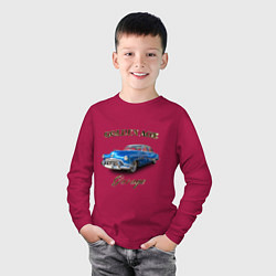 Лонгслив хлопковый детский Классический автомобиль Classic american car Buick, цвет: маджента — фото 2