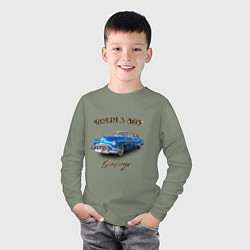 Лонгслив хлопковый детский Классический автомобиль Classic american car Buick, цвет: авокадо — фото 2