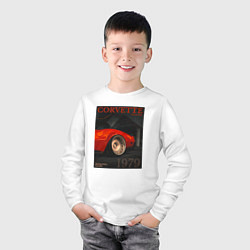 Лонгслив хлопковый детский Обложка журнала Chevrolet Corvette C3, цвет: белый — фото 2