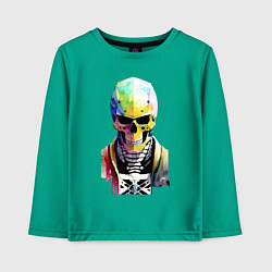 Лонгслив хлопковый детский Skull - cyberpunk - watercolor, цвет: зеленый