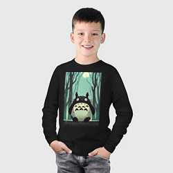Лонгслив хлопковый детский Хранитель леса Тоторо, цвет: черный — фото 2
