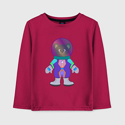 Лонгслив хлопковый детский Мишка космонавт, цвет: маджента