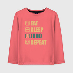 Лонгслив хлопковый детский Eat sleep judo, цвет: коралловый