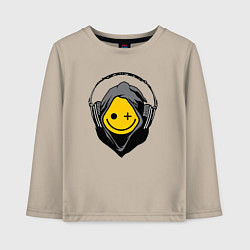 Детский лонгслив Смайлик в наушниках smiley face in headphones