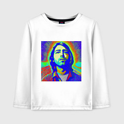 Лонгслив хлопковый детский Kurt Cobain Glitch Art, цвет: белый