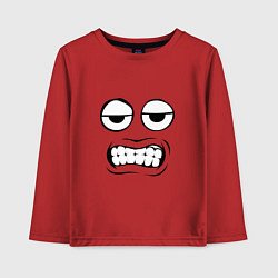 Лонгслив хлопковый детский Unhappy tired emoji smile face, цвет: красный