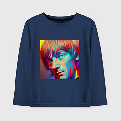 Лонгслив хлопковый детский Brian Jones Cartoon Glitch Art, цвет: тёмно-синий