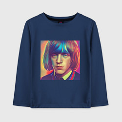 Лонгслив хлопковый детский Brian Jones Glitch Art, цвет: тёмно-синий