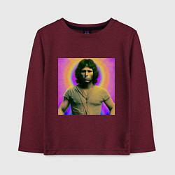 Лонгслив хлопковый детский Jim Morrison Galo Glitch Art, цвет: меланж-бордовый