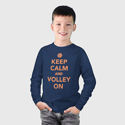 Лонгслив хлопковый детский Keep calm and volley on, цвет: тёмно-синий — фото 2