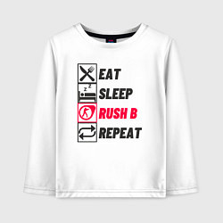 Лонгслив хлопковый детский Eat sleep rush b repeat, цвет: белый