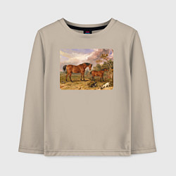 Детский лонгслив Две лошади и две собаки