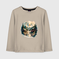 Детский лонгслив Японские дома на фоне гор в стиле моротай