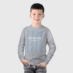 Лонгслив хлопковый детский Эрлинг Холанд Манчестер Сити форма 2324, цвет: меланж — фото 2