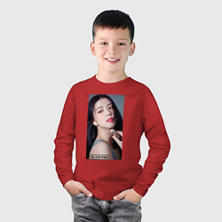 Лонгслив хлопковый детский Kim Jisoo, цвет: красный — фото 2