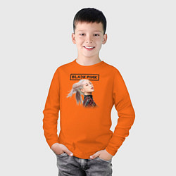 Лонгслив хлопковый детский Blackpink Rose music, цвет: оранжевый — фото 2