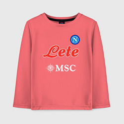 Лонгслив хлопковый детский Виктор Осимхен ФК Наполи форма 2223 домашняя, цвет: коралловый