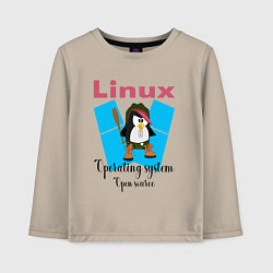 Детский лонгслив Пингвин линукс в шляпе