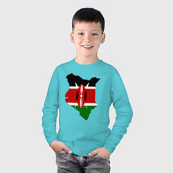 Лонгслив хлопковый детский Кения, цвет: бирюзовый — фото 2