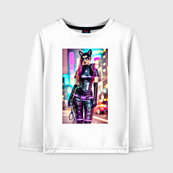 Детский лонгслив Cyberpunk - cat girl - neural network