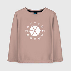 Лонгслив хлопковый детский Logo EXO, цвет: пыльно-розовый