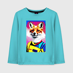 Лонгслив хлопковый детский Fox - pop art - fashionista, цвет: бирюзовый