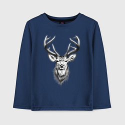 Лонгслив хлопковый детский Голова оленя эскиз, цвет: тёмно-синий