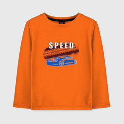 Детский лонгслив Машина с надписью Скорость