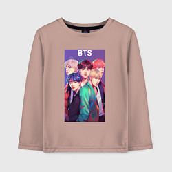 Лонгслив хлопковый детский Anime BTS style, цвет: пыльно-розовый