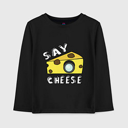 Лонгслив хлопковый детский Say cheese, цвет: черный