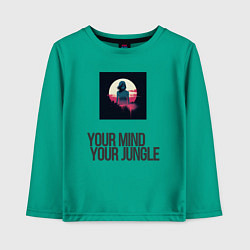 Лонгслив хлопковый детский Your mind your jungle, цвет: зеленый