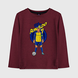 Лонгслив хлопковый детский Криштиану Роналду 7 Аль Наср, цвет: меланж-бордовый