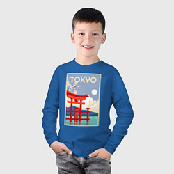 Лонгслив хлопковый детский Tokyo - japan, цвет: синий — фото 2