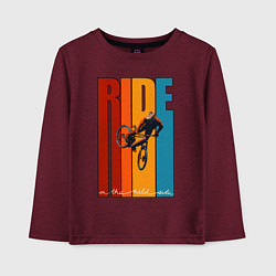 Лонгслив хлопковый детский MTB - ride, цвет: меланж-бордовый
