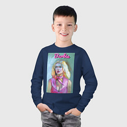 Лонгслив хлопковый детский Портрет Барби - Марго Робби, цвет: тёмно-синий — фото 2