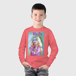 Лонгслив хлопковый детский Портрет Барби - Марго Робби, цвет: коралловый — фото 2