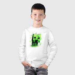 Лонгслив хлопковый детский Крипер - Майнкрафт, цвет: белый — фото 2