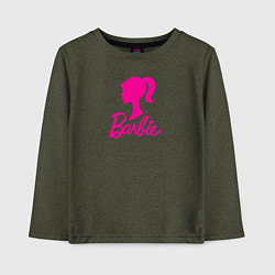 Лонгслив хлопковый детский Розовый логотип Барби, цвет: меланж-хаки