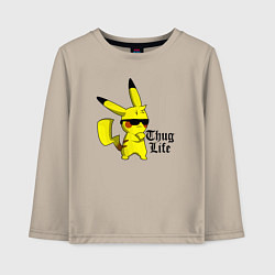 Лонгслив хлопковый детский Pika thug life, цвет: миндальный