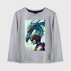 Детский лонгслив Девчонка в шлеме и дракон - киберпанк