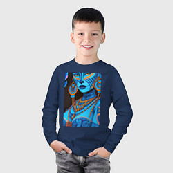 Лонгслив хлопковый детский Морриган богиня волк, цвет: тёмно-синий — фото 2