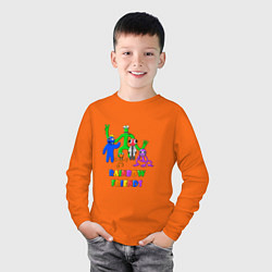 Лонгслив хлопковый детский Радужные друзья вместе, цвет: оранжевый — фото 2