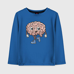 Лонгслив хлопковый детский Весёлый мозг, цвет: синий