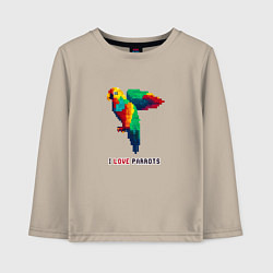 Лонгслив хлопковый детский Пиксель попугай, цвет: миндальный