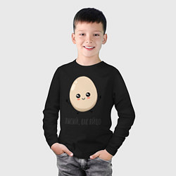 Лонгслив хлопковый детский Лысый, как яйцо, цвет: черный — фото 2