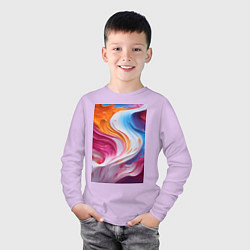Лонгслив хлопковый детский Абстрактные разноцветные мазки, цвет: лаванда — фото 2