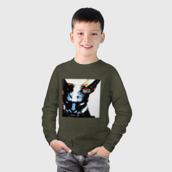 Лонгслив хлопковый детский Slipkat Meowa, цвет: меланж-хаки — фото 2