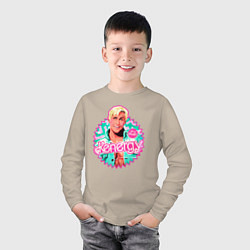 Лонгслив хлопковый детский Кен Барби, цвет: миндальный — фото 2